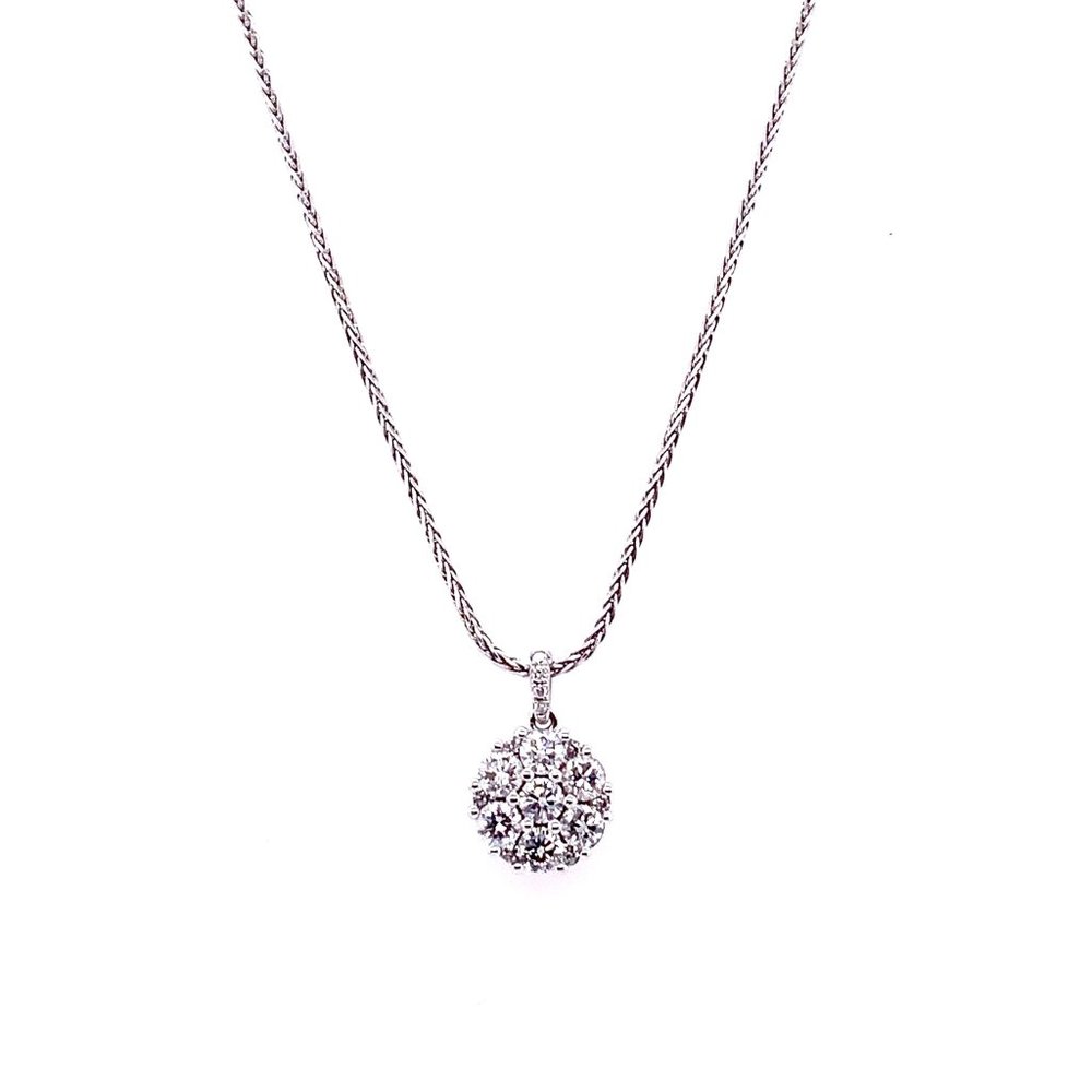 14K Solid White Diamond Pendant Necklace (1.00 CTW)